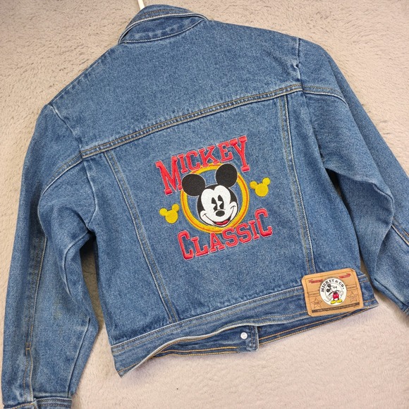 Mickey Mouse Jacket Boys 7/8 Blue Disney Classic 90s Medium Wash Denim Rugged - Picture 1 of 16